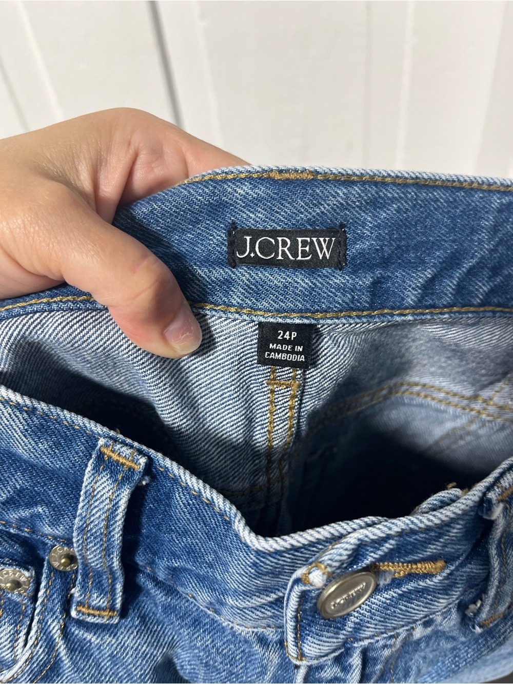 J Crew Petite Mid Rise Relaxed Straight Denim Jean with suede stripe size 24 - Picture 6 of 12